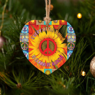 Hippie Sunflower Gonna Be Alright - Heart Ornament - Owl Ohh - Owl Ohh