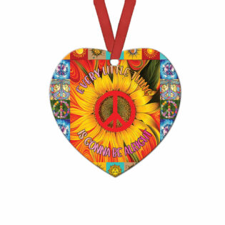 Hippie Sunflower Gonna Be Alright - Heart Ornament - Owl Ohh - Owl Ohh