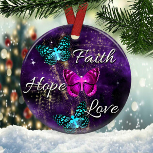 Butterfly Purple Faith Butterfly - Circle Ornament - Owl Ohh - Owl Ohh