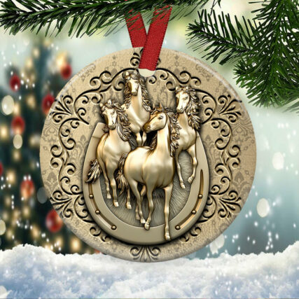 Horse Bronze Happier Style - Circle Ornament - Owl Ohh - Owl Ohh