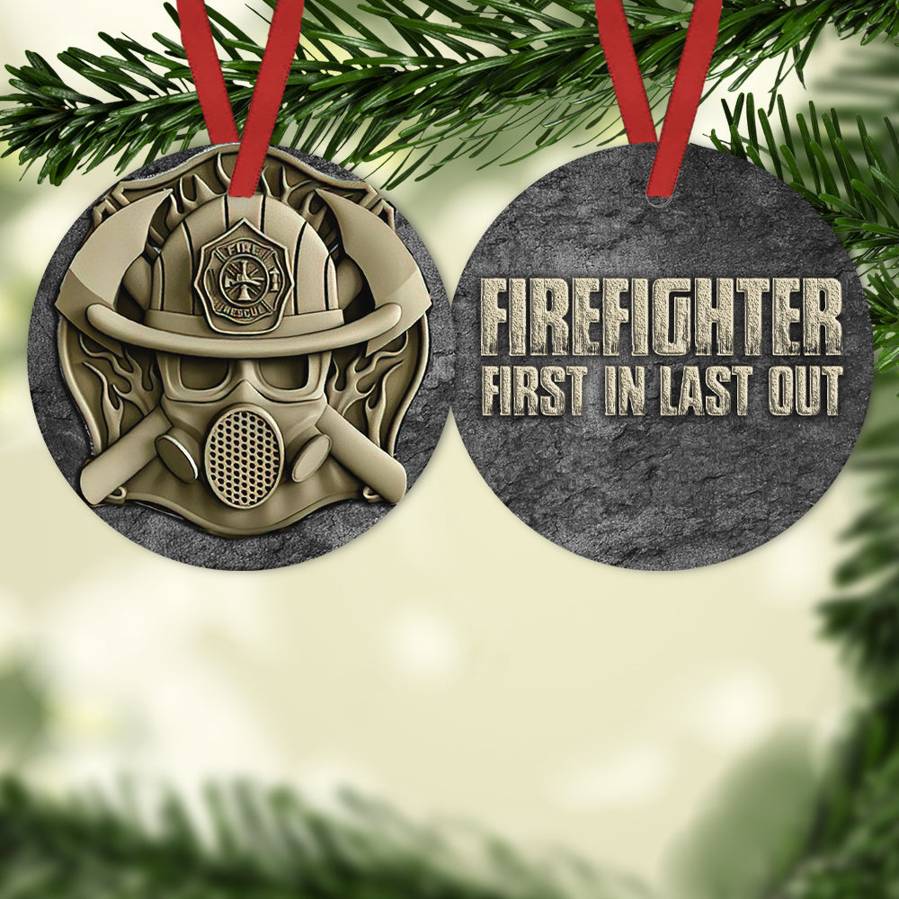 Firefighter Stone First In Last Out - Circle Ornament - Owl Ohh - Owl Ohh