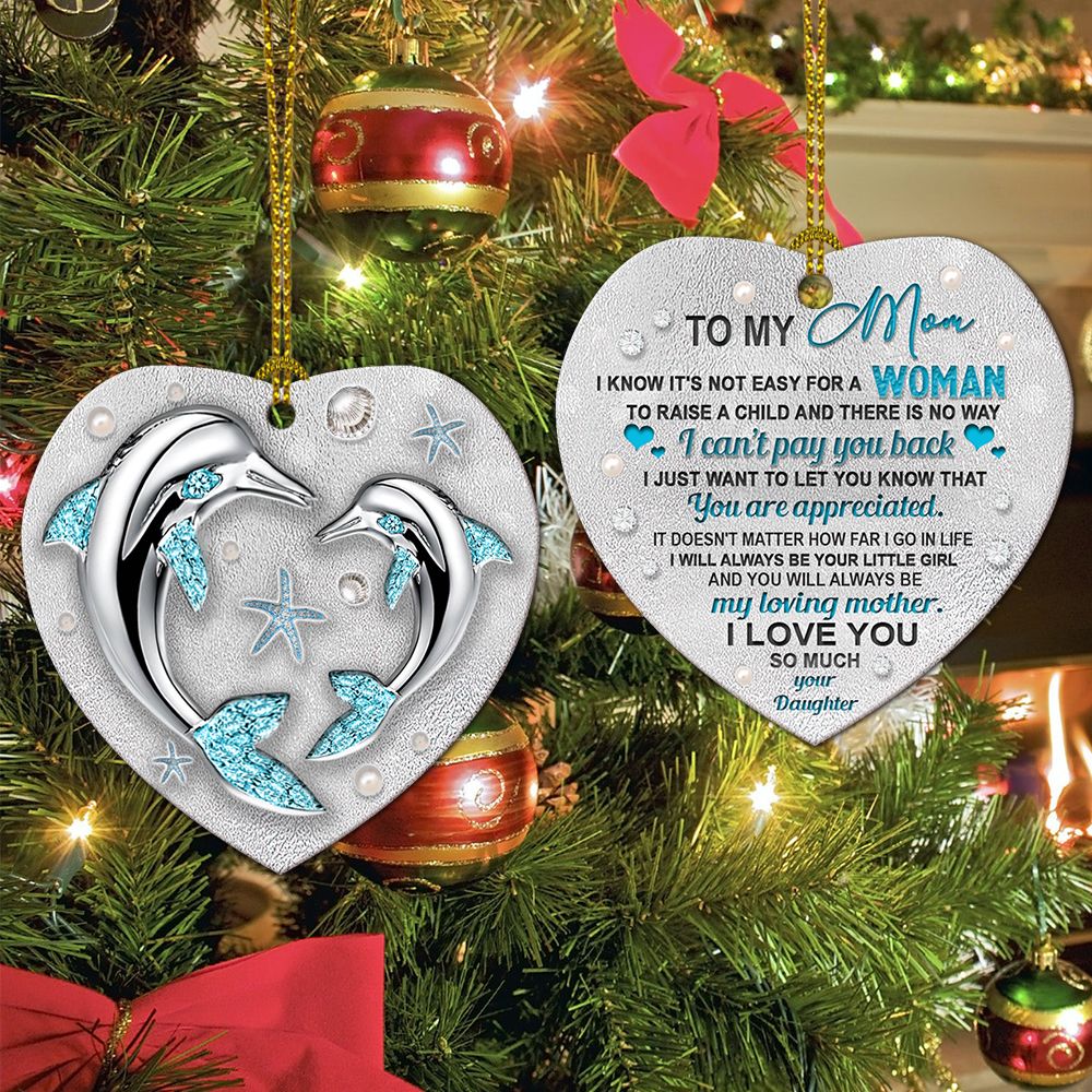 Dolphin Jewelry Daughter To Mom - Heart Ornament - Owl Ohh - Owl Ohh