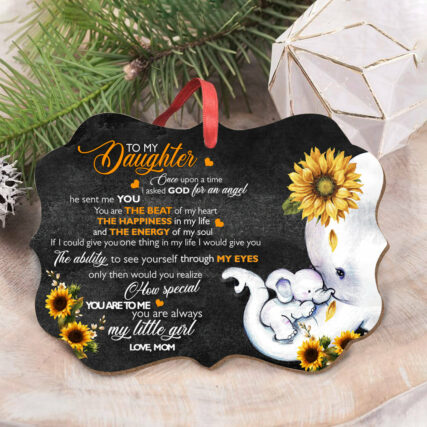 Elephant To My Daughter Sunflower - Horizontal Ornament - Owl Ohh - Owl Ohh