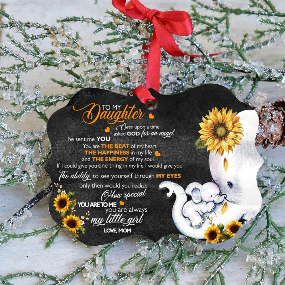 Elephant To My Daughter Sunflower - Horizontal Ornament - Owl Ohh - Owl Ohh
