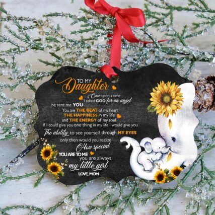 Elephant To My Daughter Sunflower - Horizontal Ornament - Owl Ohh - Owl Ohh