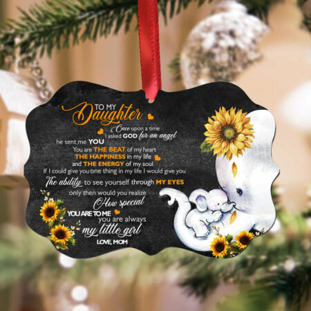 Elephant To My Daughter Sunflower - Horizontal Ornament - Owl Ohh - Owl Ohh
