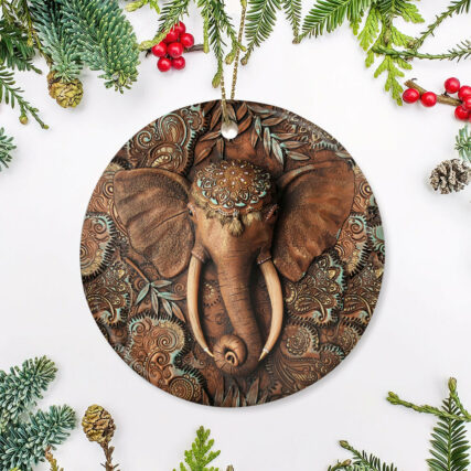 Elephant Wooden Cool Style - Circle Ornament - Owl Ohh - Owl Ohh