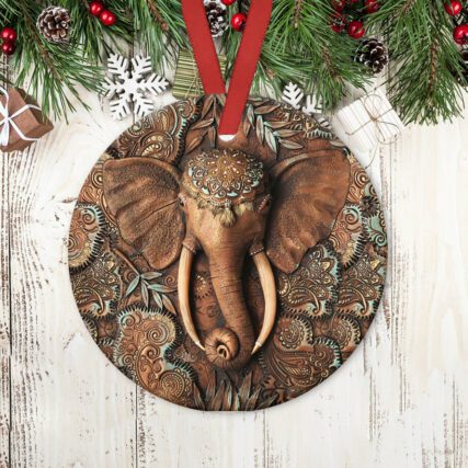 Elephant Wooden Cool Style - Circle Ornament - Owl Ohh - Owl Ohh