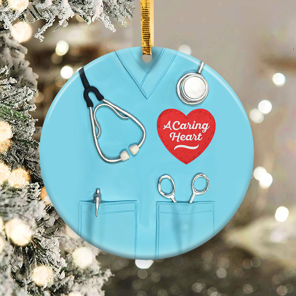 Nurse A Caring Heart - Circle Ornament - Owl Ohh - Owl Ohh