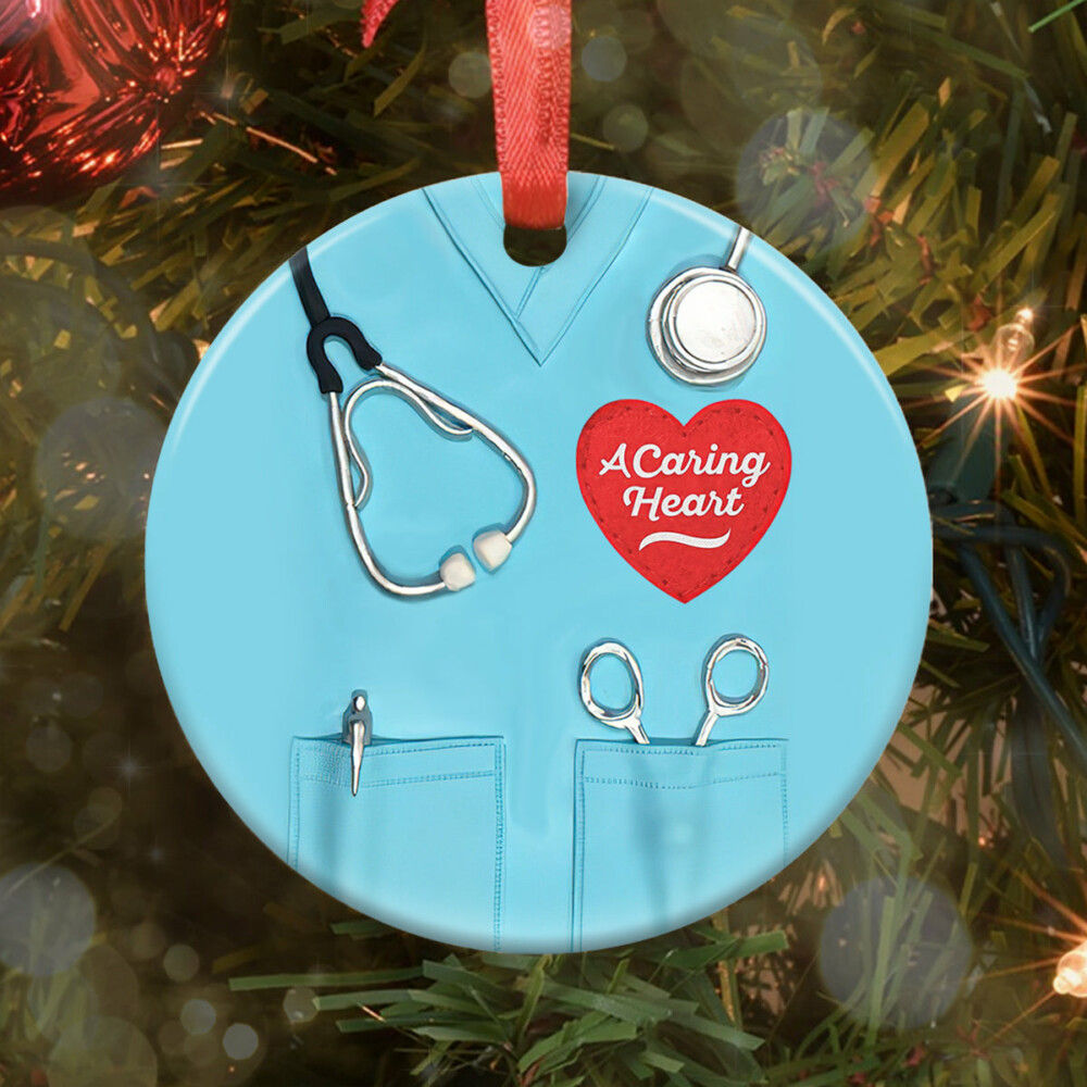 Nurse A Caring Heart - Circle Ornament - Owl Ohh - Owl Ohh