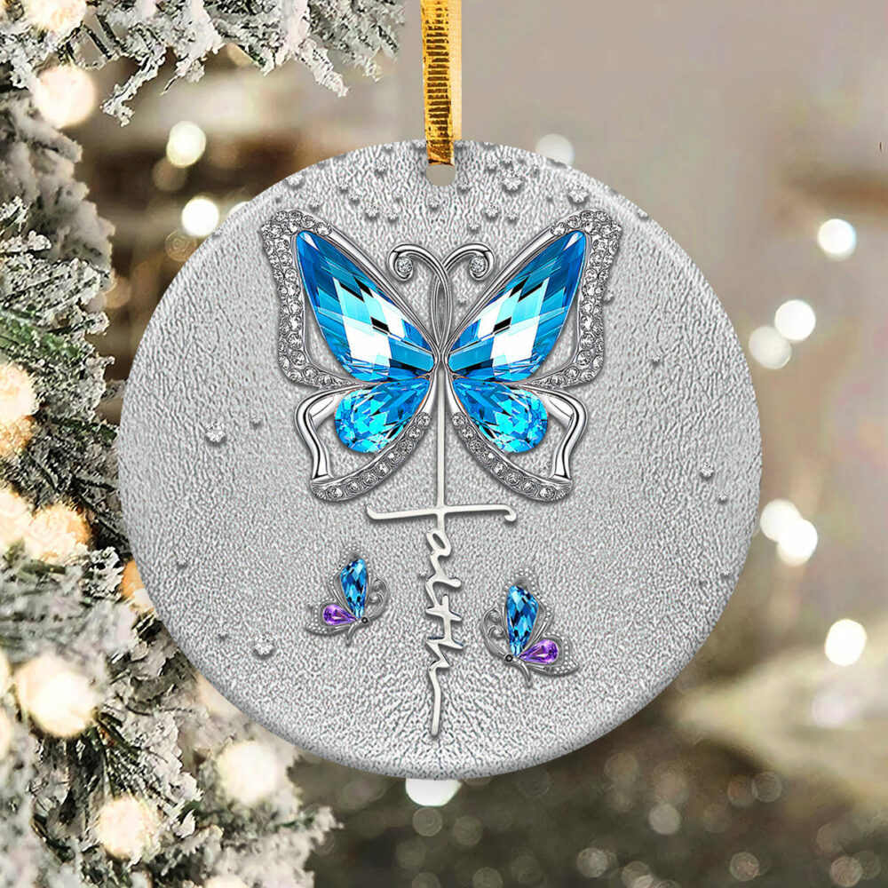 Butterfly Faith I Can Do - Circle Ornament - Owl Ohh - Owl Ohh
