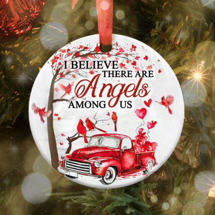 Christmas I Believe There Are Angels Among Us - Circle Ornament - Owl Ohh - Owl Ohh