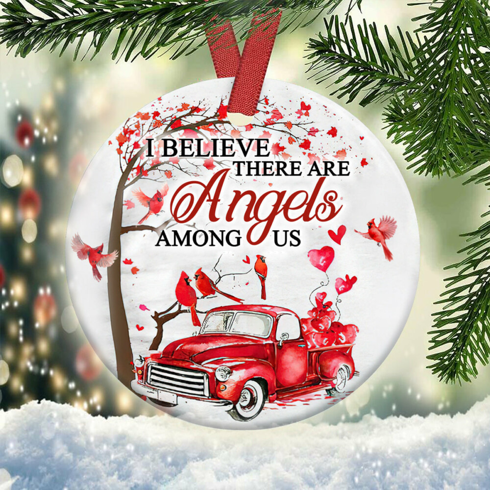 Christmas I Believe There Are Angels Among Us - Circle Ornament - Owl Ohh - Owl Ohh