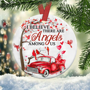 Christmas I Believe There Are Angels Among Us - Circle Ornament - Owl Ohh - Owl Ohh