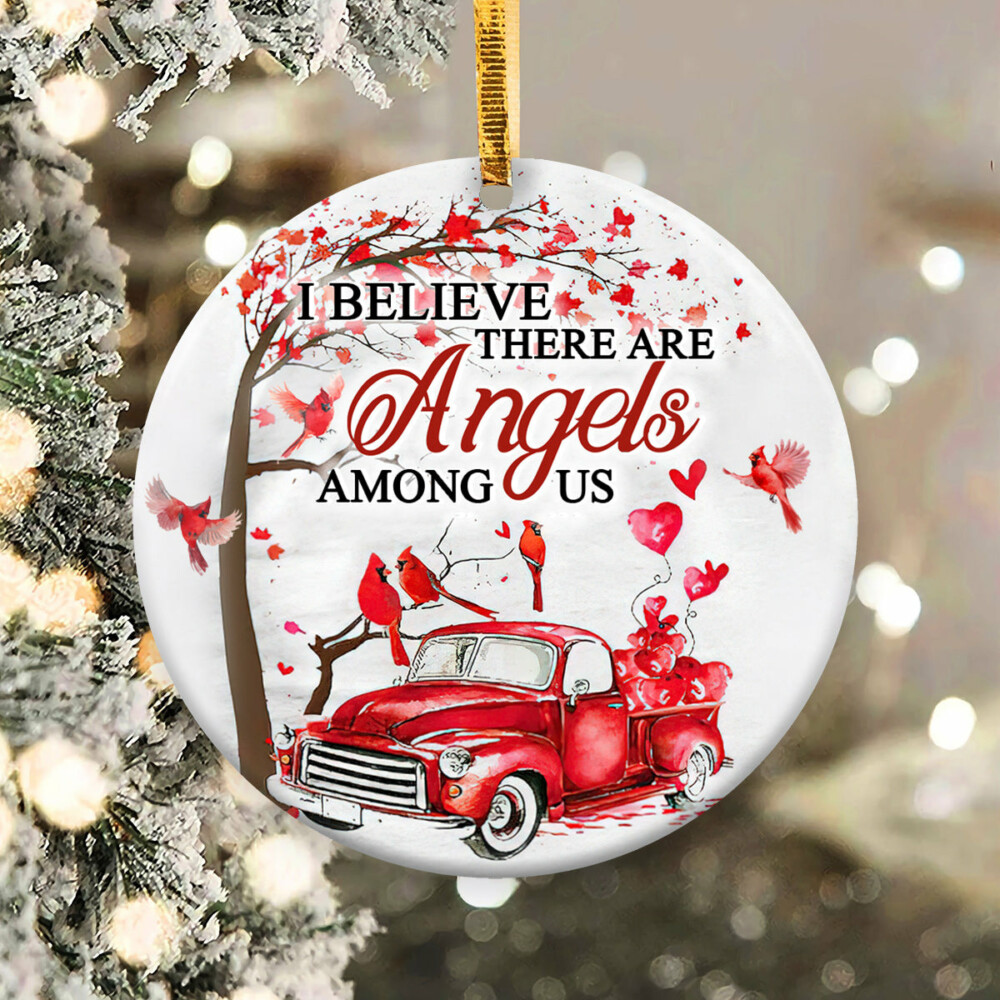 Christmas I Believe There Are Angels Among Us - Circle Ornament - Owl Ohh - Owl Ohh