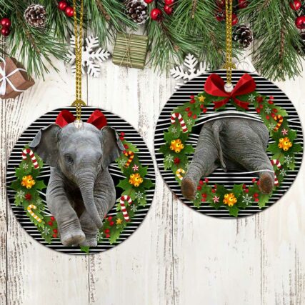 Elephant Christmas Wreath So Lovely - Circle Ornament - Owl Ohh - Owl Ohh