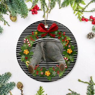 Elephant Christmas Wreath So Lovely - Circle Ornament - Owl Ohh - Owl Ohh