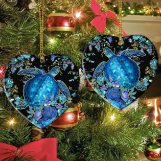 Turtle Have A Nice Love With Ocean - Heart Ornament - Owl Ohh - Owl Ohh