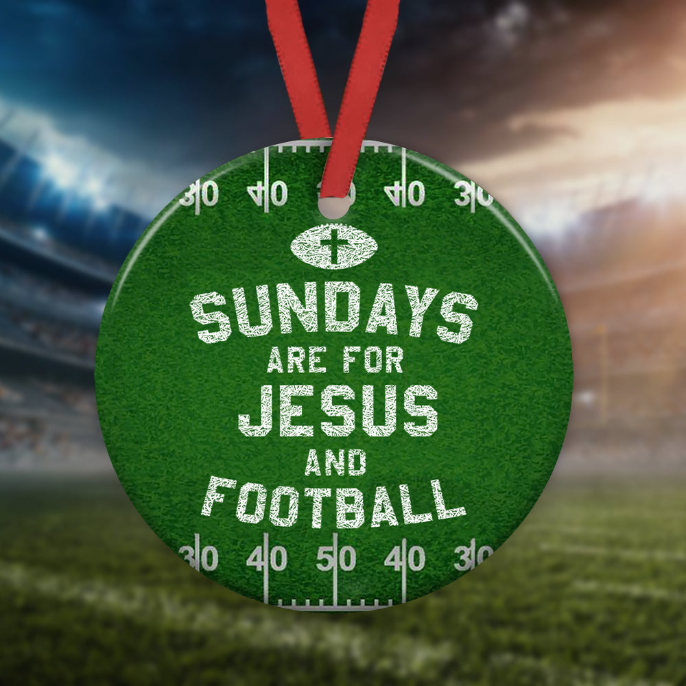 Football Faith Sundays Are For Jesus - Circle Ornament - Owl Ohh - Owl Ohh