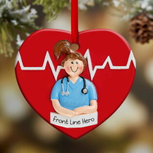 Nurse Front Line Hero - Heart Ornament - Owl Ohh - Owl Ohh