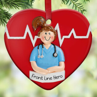 Nurse Front Line Hero - Heart Ornament - Owl Ohh - Owl Ohh