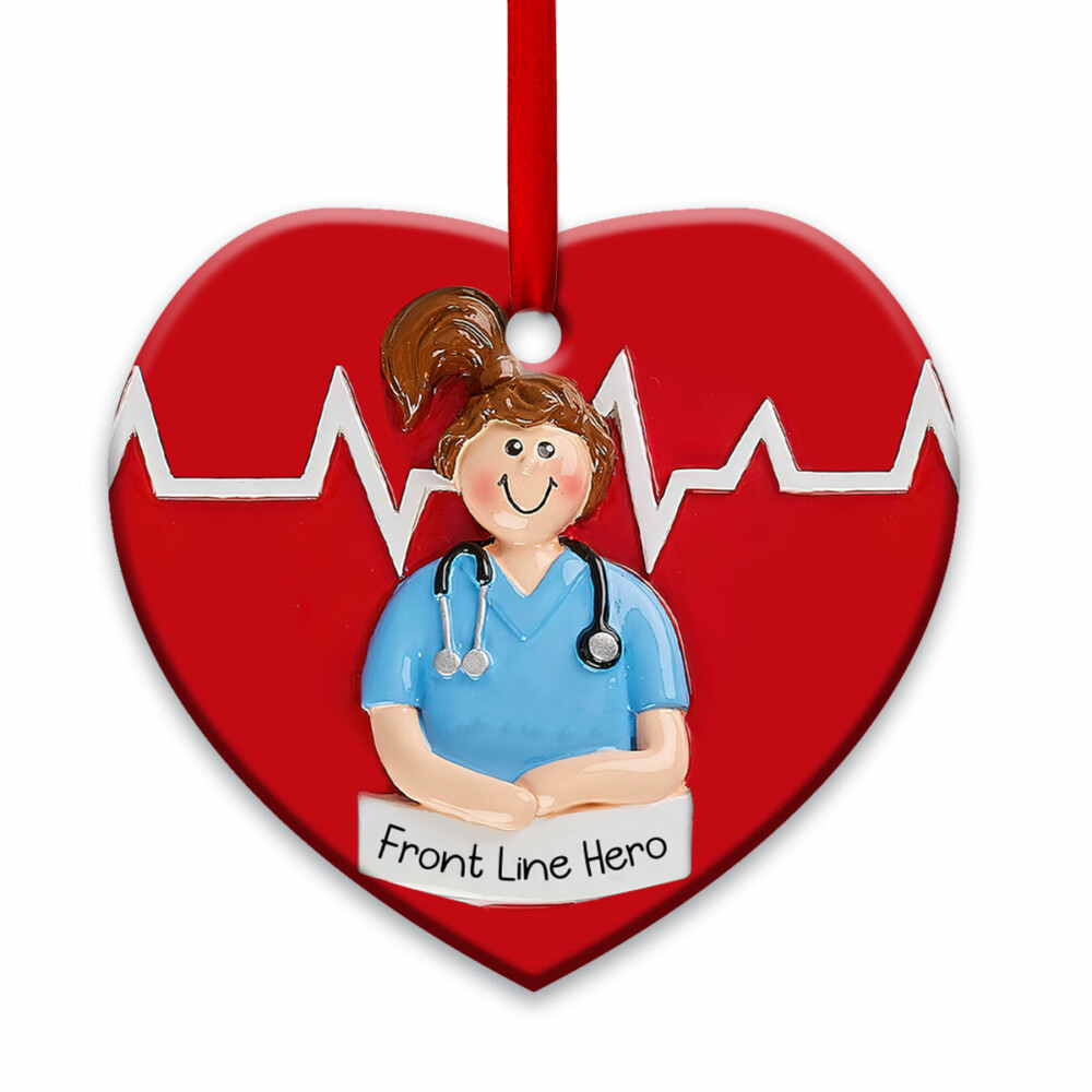 Nurse Front Line Hero - Heart Ornament - Owl Ohh - Owl Ohh