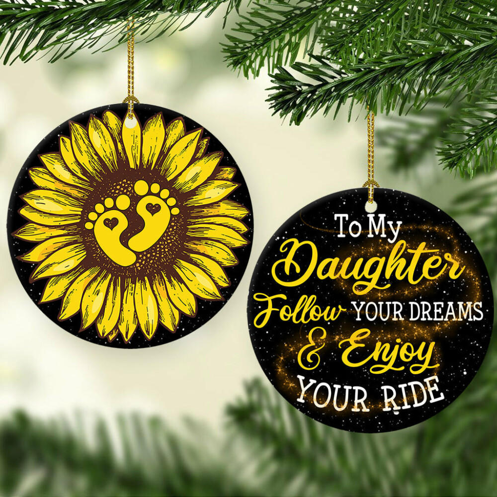Sunflower Daughter Follow Your Dream - Circle Ornament - Owl Ohh - Owl Ohh