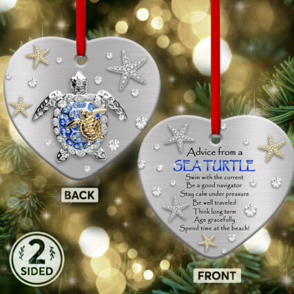Turtle Advice From A Sea Turtle - Heart Ornament - Owl Ohh - Owl Ohh