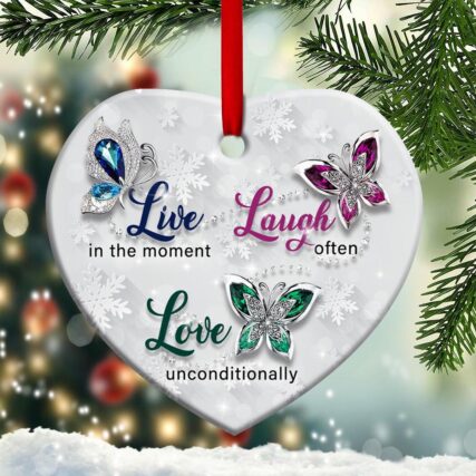 Butterfly Live In The Moment - Heart Ornament - Owl Ohh - Owl Ohh