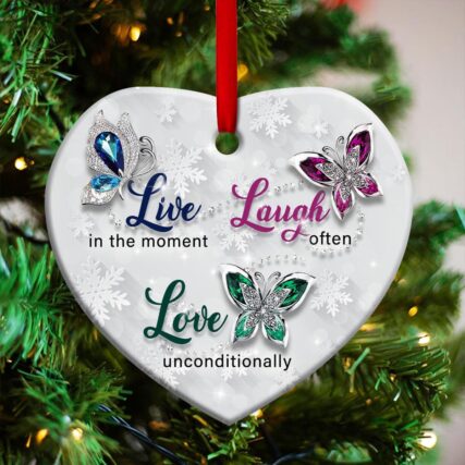 Butterfly Live In The Moment - Heart Ornament - Owl Ohh - Owl Ohh