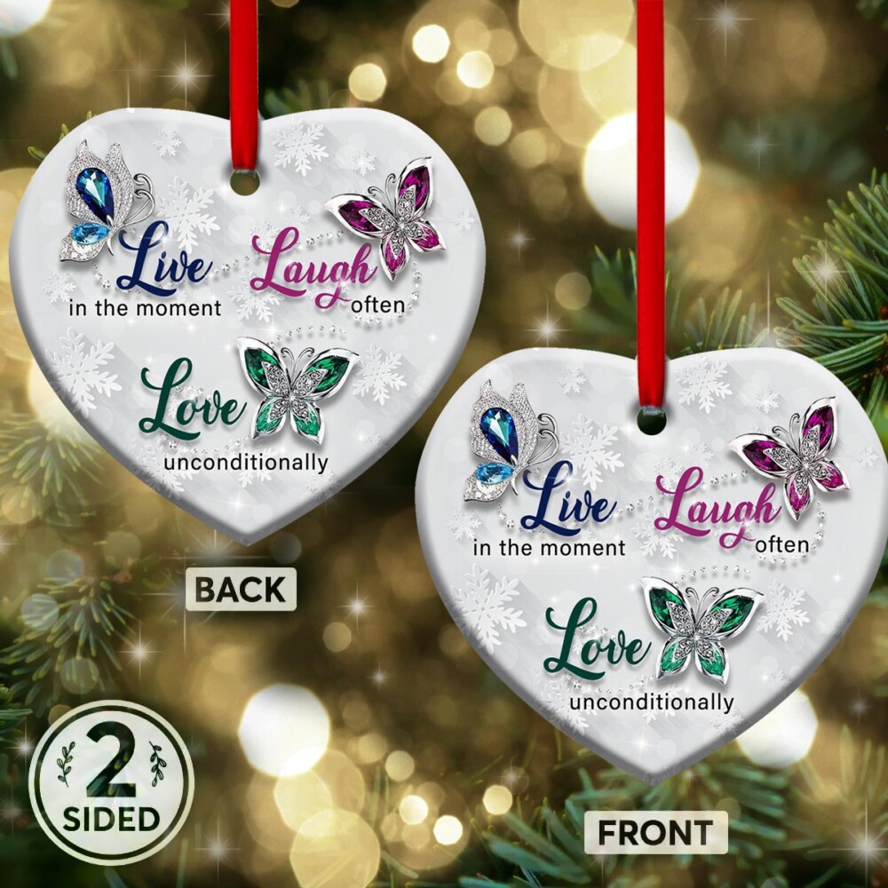 Butterfly Live In The Moment - Heart Ornament - Owl Ohh - Owl Ohh