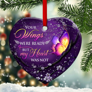 Butterfly Memorial Your Wings Were Ready - Heart Ornament - Owl Ohh - Owl Ohh
