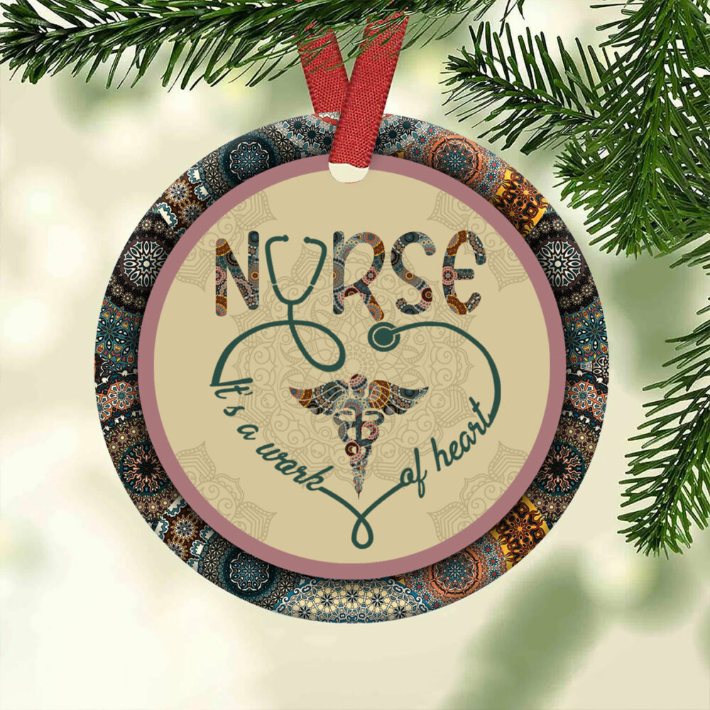 Nurse Boho Pattern Style - Circle Ornament - Owl Ohh - Owl Ohh