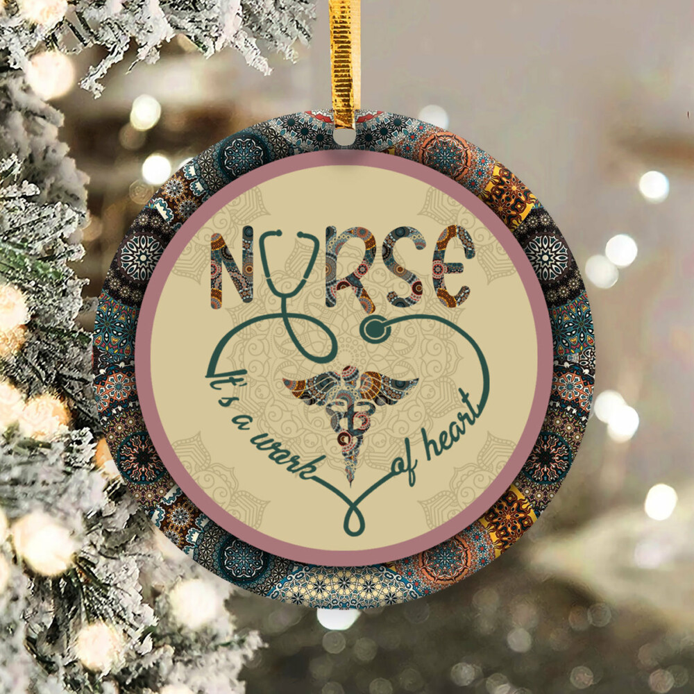 Nurse Boho Pattern Style - Circle Ornament - Owl Ohh - Owl Ohh