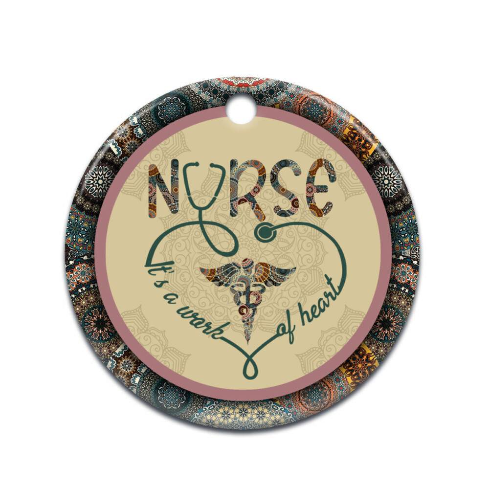 Nurse Boho Pattern Style - Circle Ornament - Owl Ohh - Owl Ohh