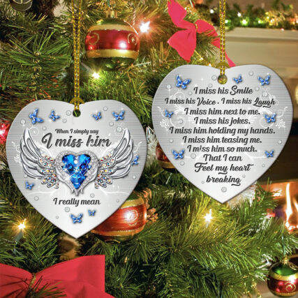 Butterfly Jewelry Widow Heart I Miss Him - Heart Ornament - Owl Ohh - Owl Ohh