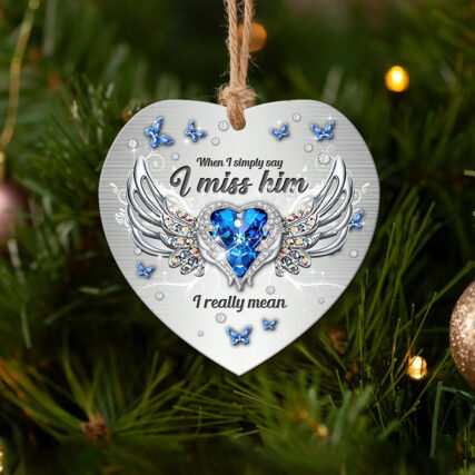 Butterfly Jewelry Widow Heart I Miss Him - Heart Ornament - Owl Ohh - Owl Ohh