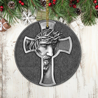 Jesus Metal Cross Style - Circle Ornament - Owl Ohh - Owl Ohh