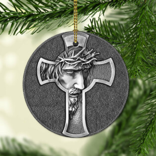 Jesus Metal Cross Style - Circle Ornament - Owl Ohh - Owl Ohh