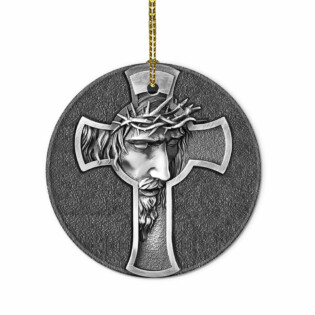 Jesus Metal Cross Style - Circle Ornament - Owl Ohh - Owl Ohh