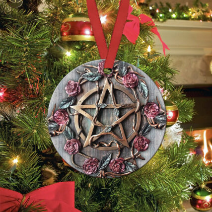 Metal Witch Roses Wicca Symbol - Circle Ornament - Owl Ohh - Owl Ohh