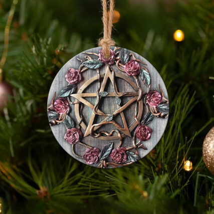 Metal Witch Roses Wicca Symbol - Circle Ornament - Owl Ohh - Owl Ohh