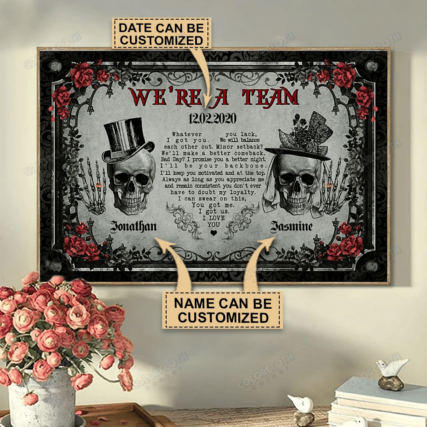 Skull Skeleton Couple We're A Team Personalized - Horizontal Poster - Owl Ohh - Owl Ohh