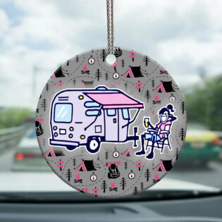 Camping Girl Enjoy Life - Circle Ornament - Owl Ohh - Owl Ohh