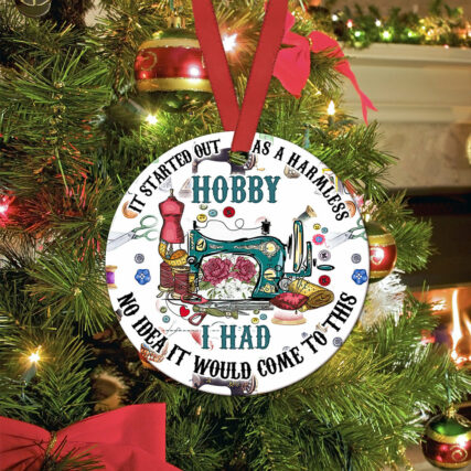 Sewing Not A Normal Hobby - Circle Ornament - Owl Ohh
