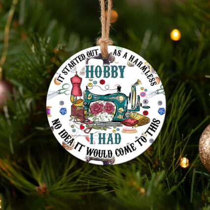 Sewing Not A Normal Hobby - Circle Ornament - Owl Ohh