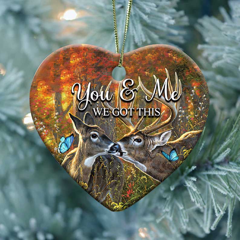 Deer You And Me Deer Couple - Heart Ornament - Owl Ohh - Owl Ohh