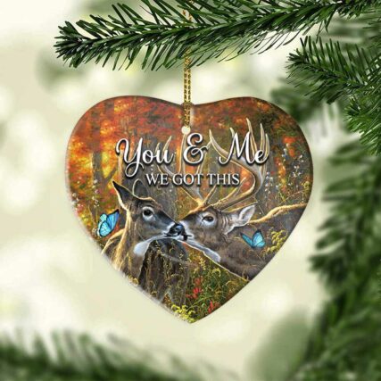 Deer You And Me Deer Couple - Heart Ornament - Owl Ohh - Owl Ohh