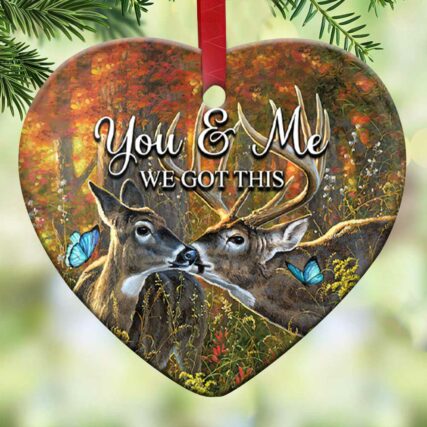 Deer You And Me Deer Couple - Heart Ornament - Owl Ohh - Owl Ohh