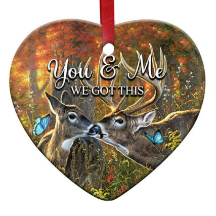 Deer You And Me Deer Couple - Heart Ornament - Owl Ohh - Owl Ohh
